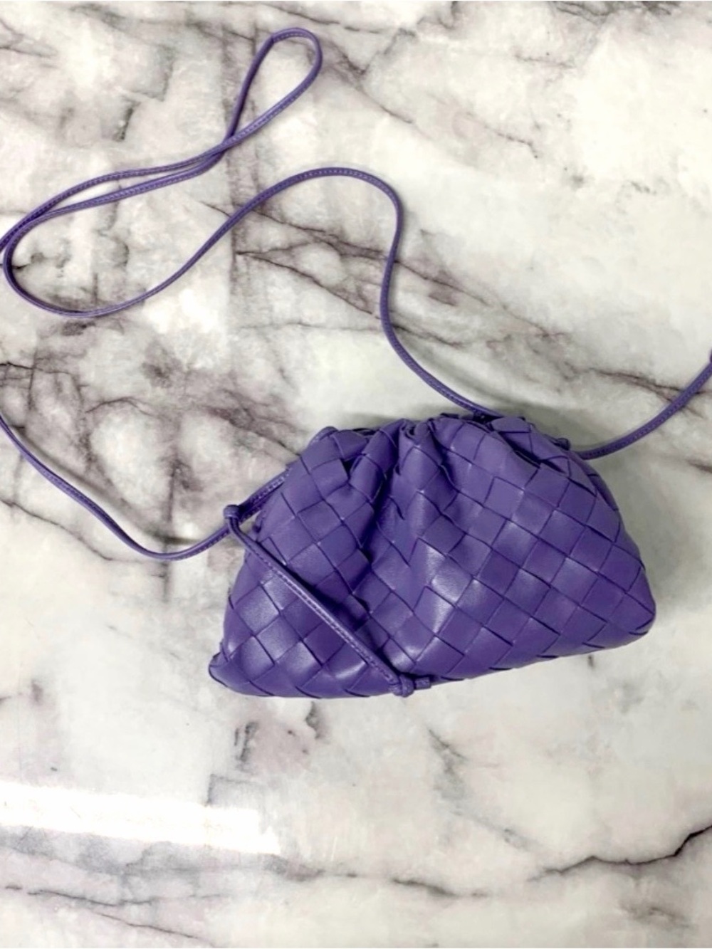 Bottega Veneta Purple Intrecciato Leather Pouch Crossbody Bag